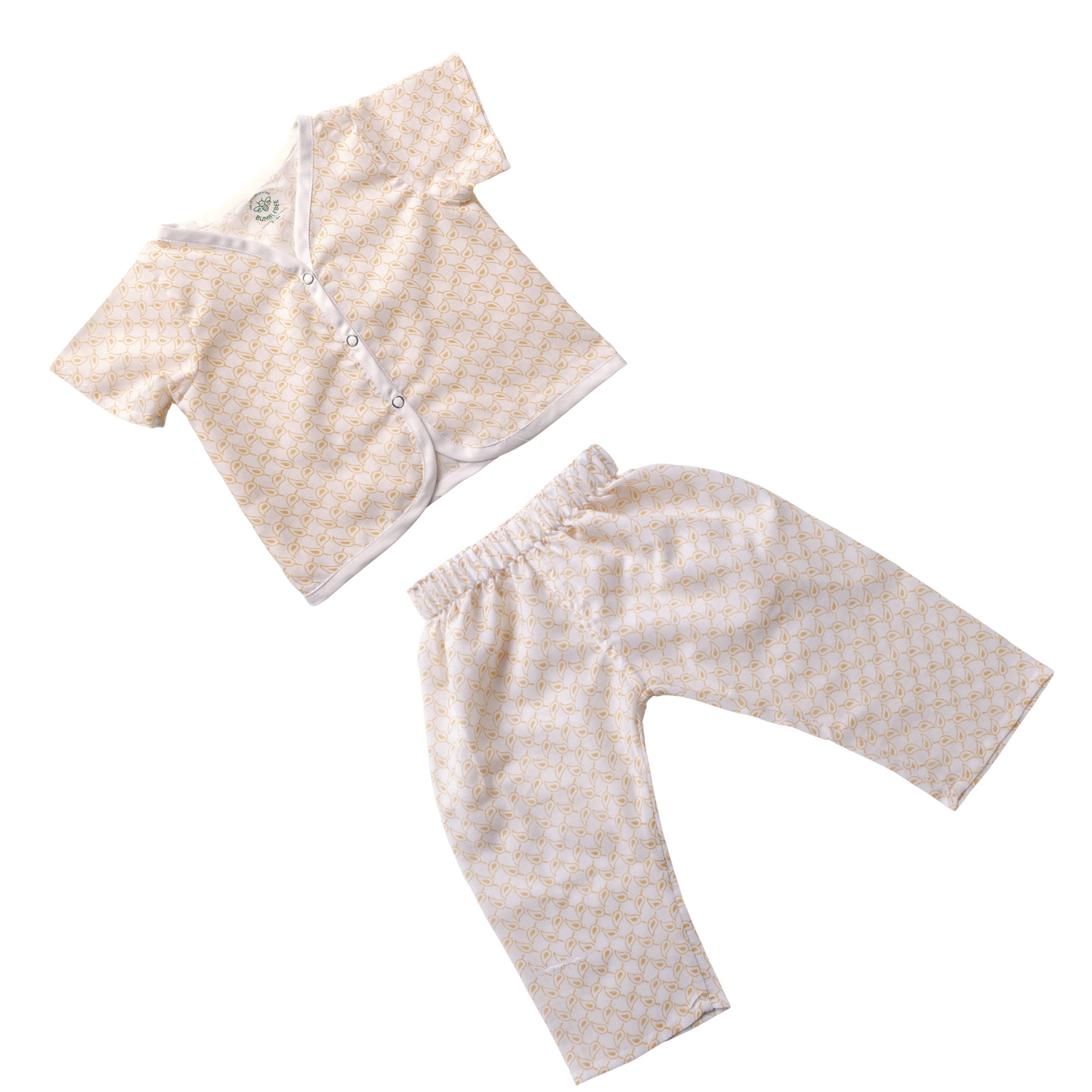 Beige Paisley Cotton Co-Ord Set Half Sleeves