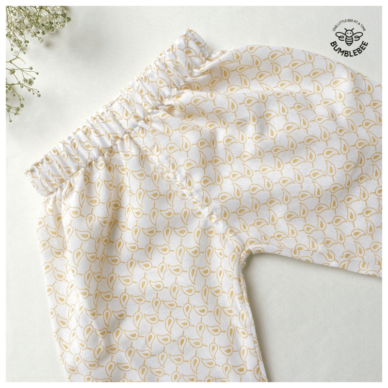 Beige Paisley Cotton Co-Ord Set Full Sleeves