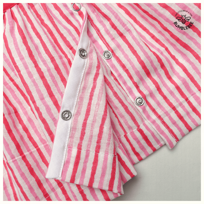 Berry Red Striped Cotton Frock