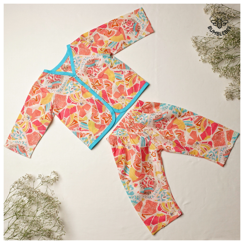 Festive Abstract Cotton Co-Ord Set Full Sleeves