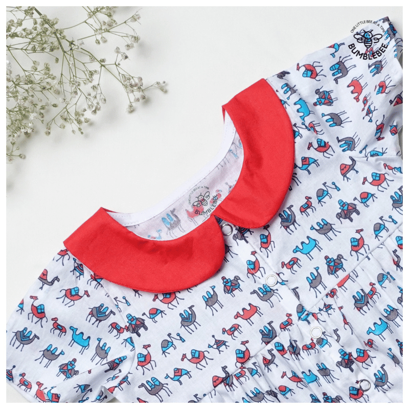 Orange Camels Peter Pan Collar Frock