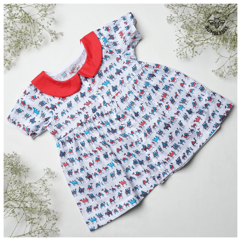 Orange Camels Peter Pan Collar Frock