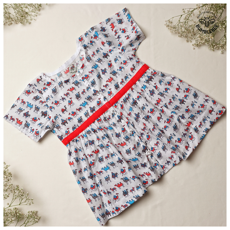 Camel Waistband Cotton Frock