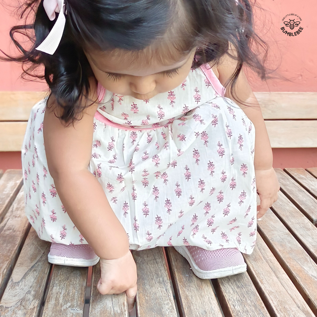 Peach Flowers Strappy Dress