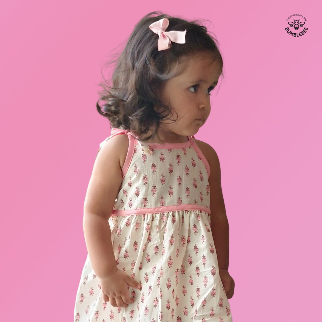 Peach Flowers Strappy Dress