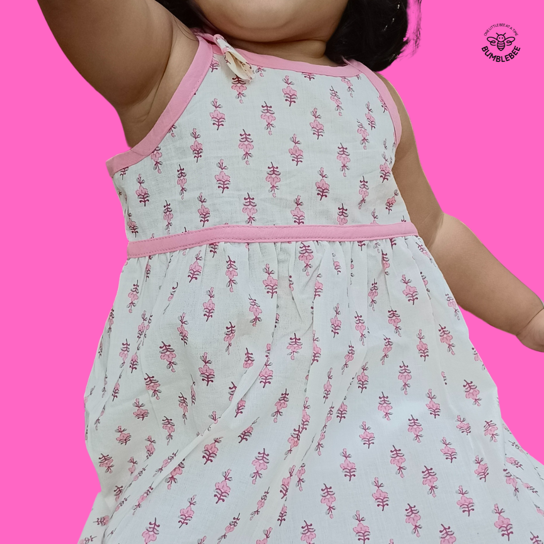 Peach Flowers Strappy Dress