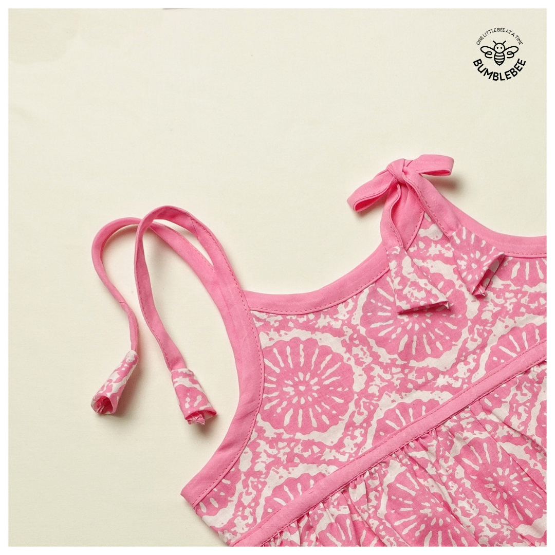 Pink Flowers Strappy Dress