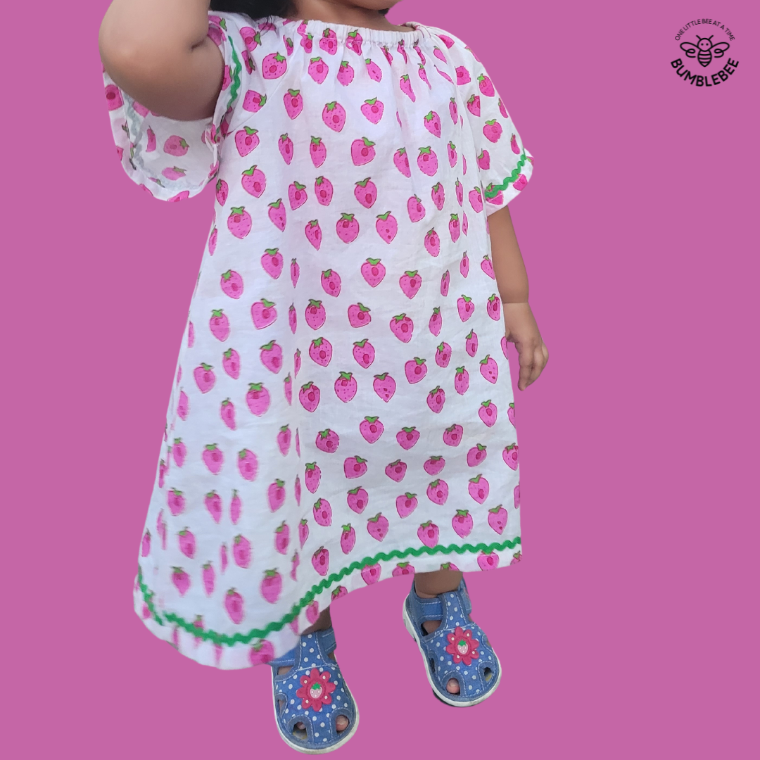 Strawberry Cotton Smock Dress