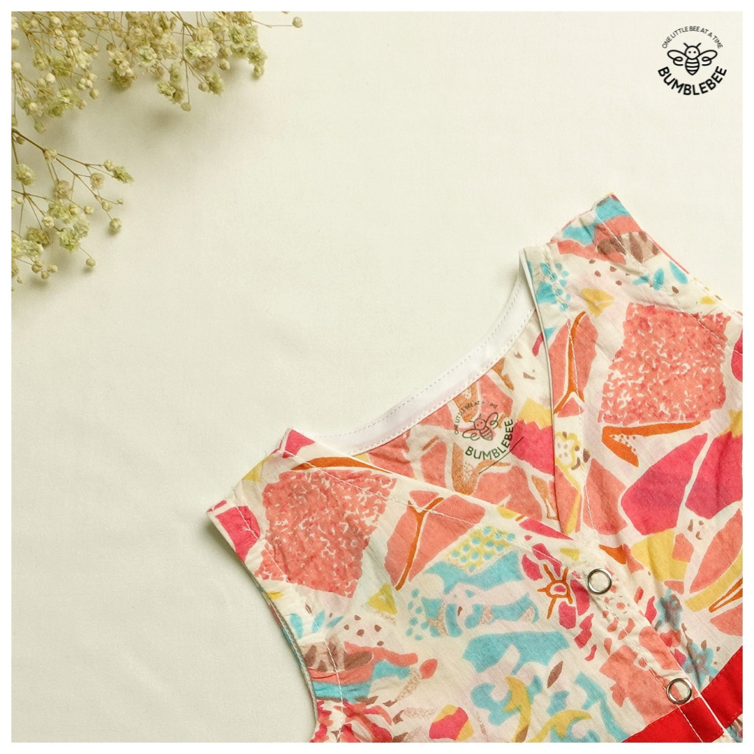 Red Abstract Cotton Dress