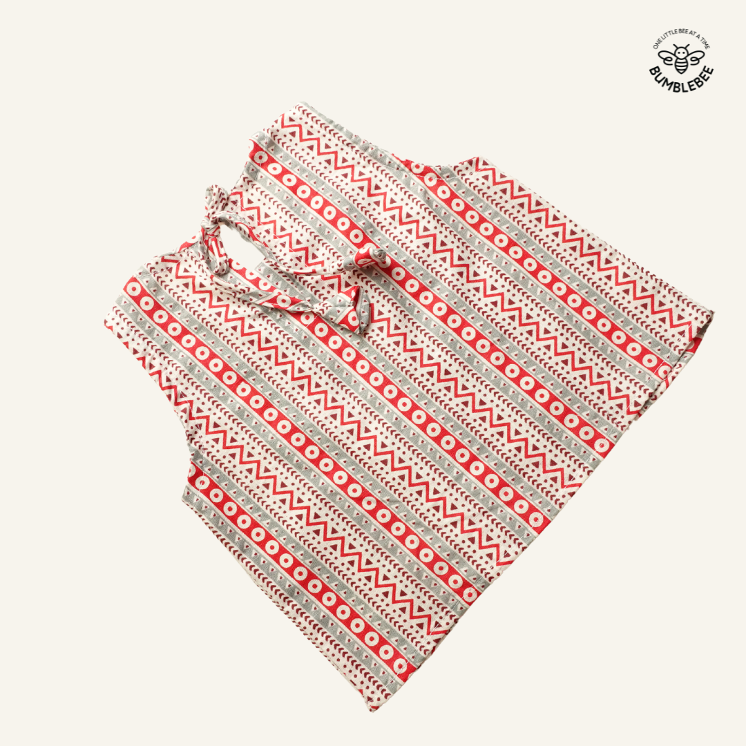 Red Aztec Lehanga with Mirror Work