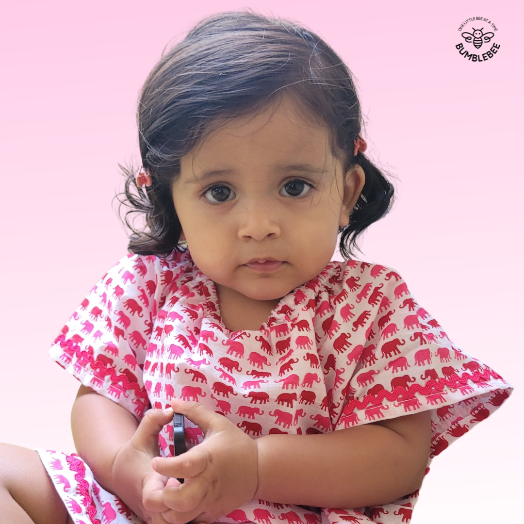 Red Elephants Cotton Smock Dress