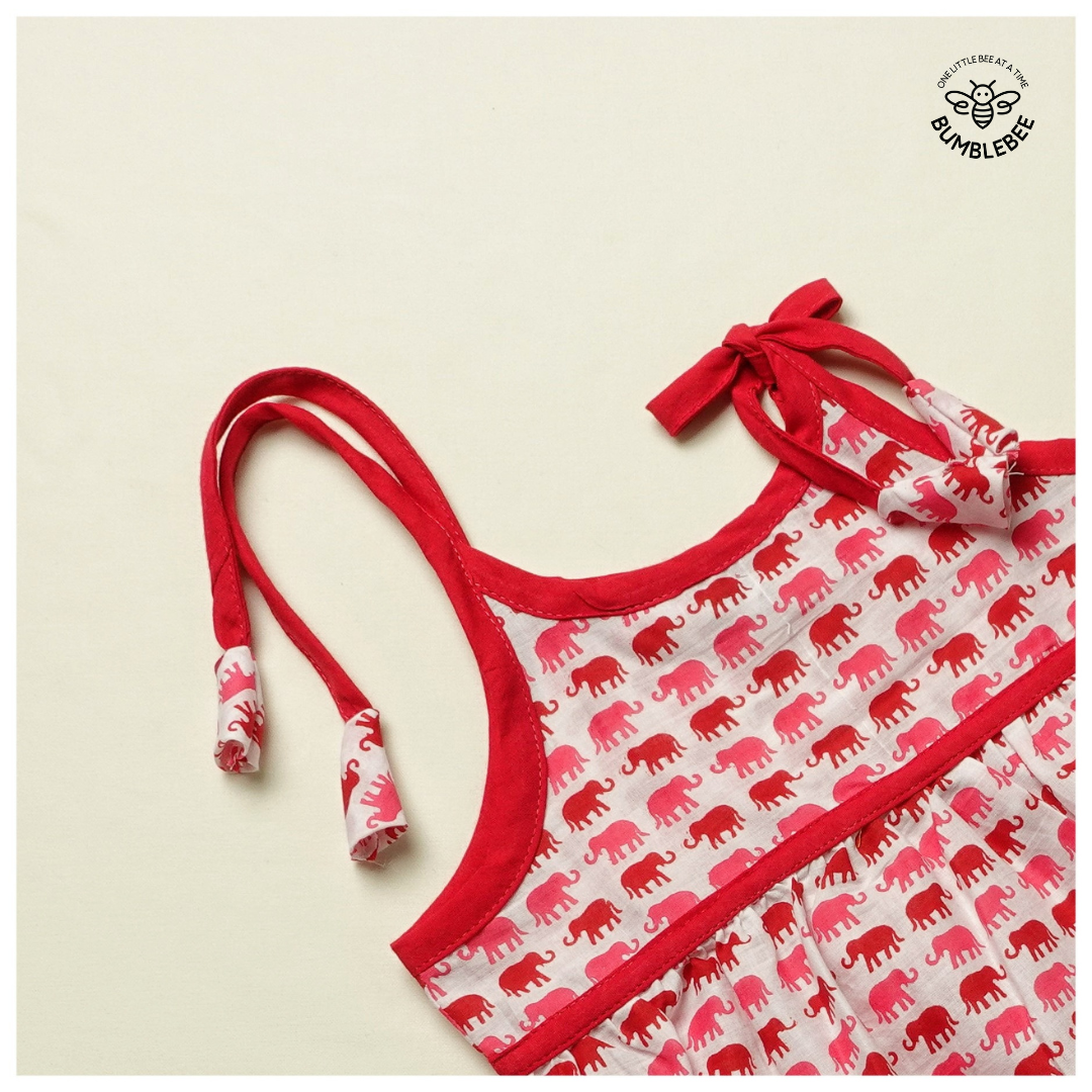 Red Elephants Strappy Dress