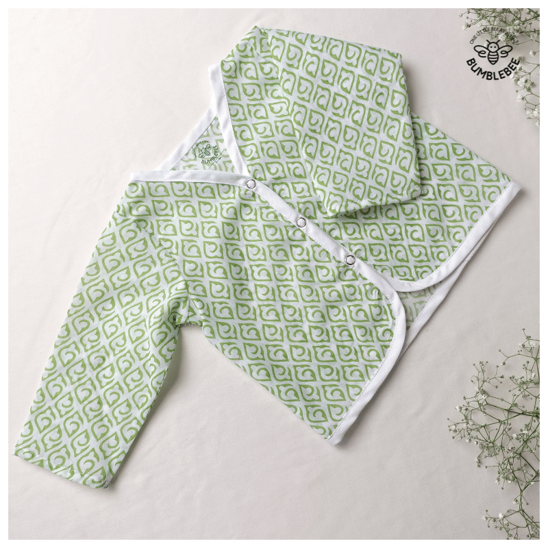 Sea Green Cotton Co-Ord Set Full Sleeves