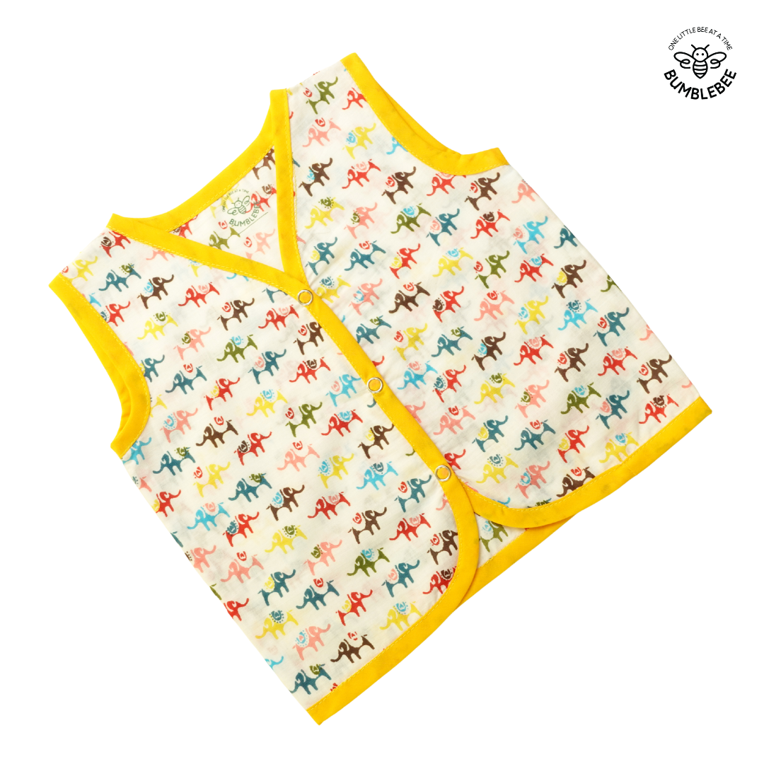 Yellow Elephants Cotton Jabla Top