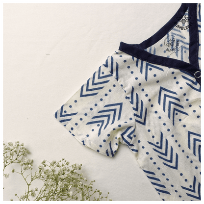 Blue Aztec Cotton Half Sleeve Top