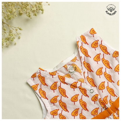 Orange Hummingbirds Cotton Dress