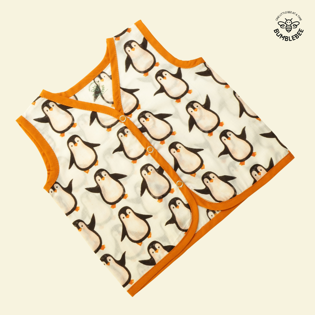 Orange Penguins Cotton Jabla Top