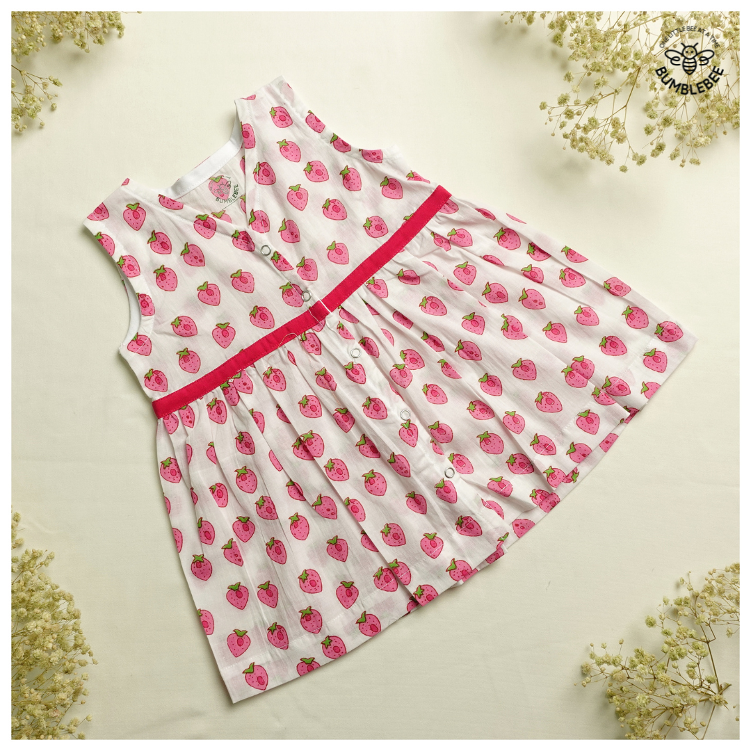 Pink Strawberry Cotton Dress