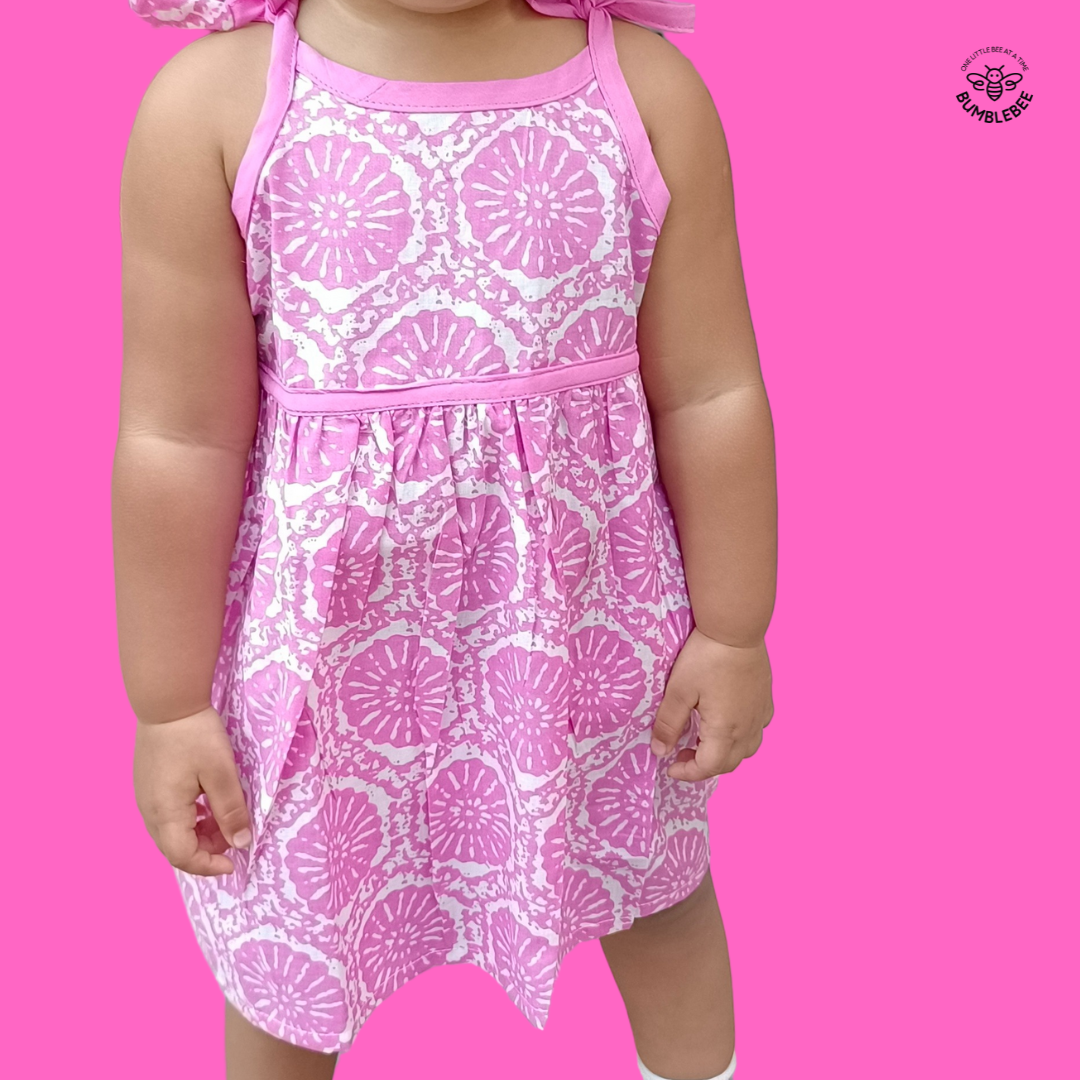 Pink Flowers Strappy Dress