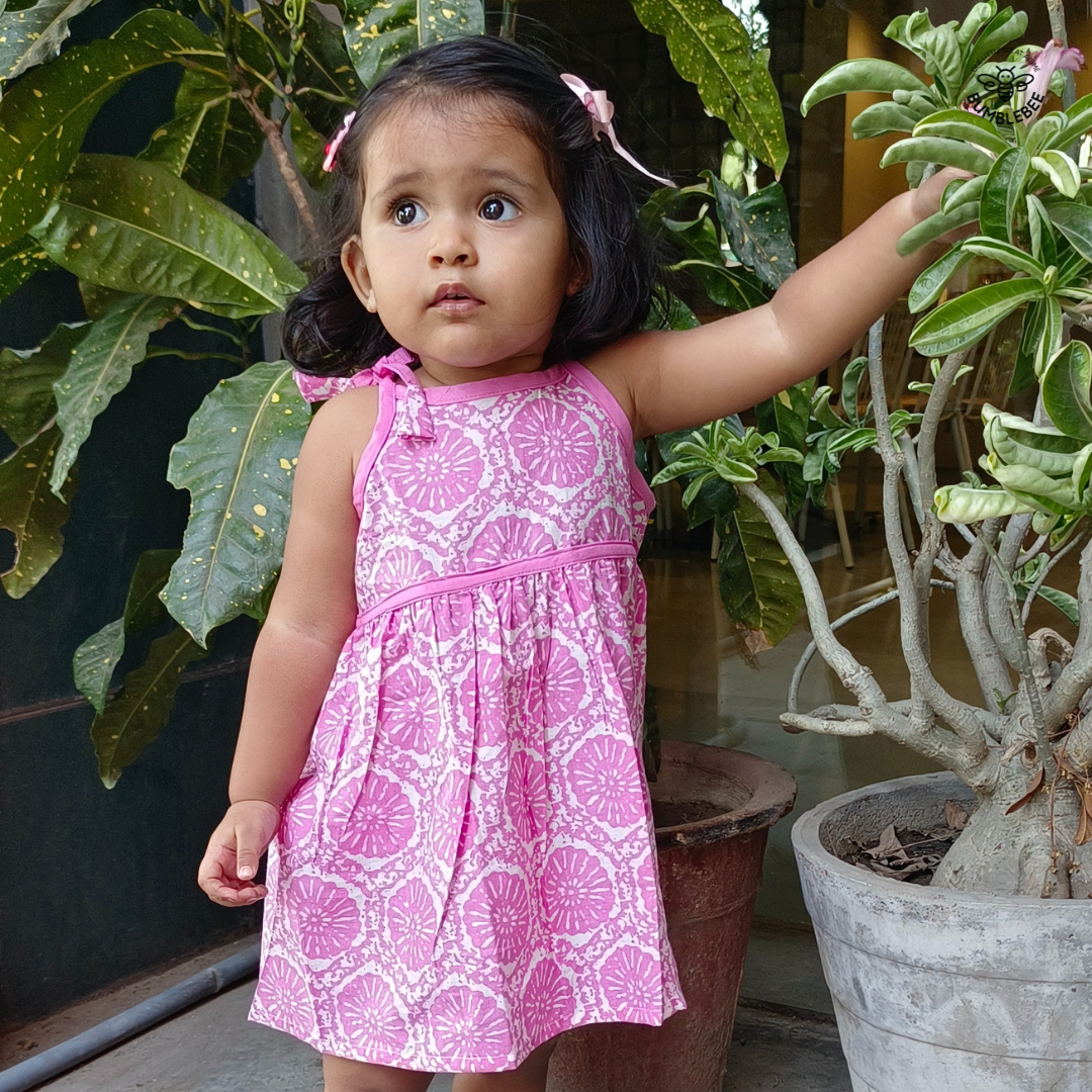 Pink Flowers Strappy Dress