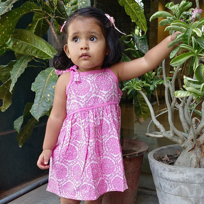 Pink Flowers Strappy Dress