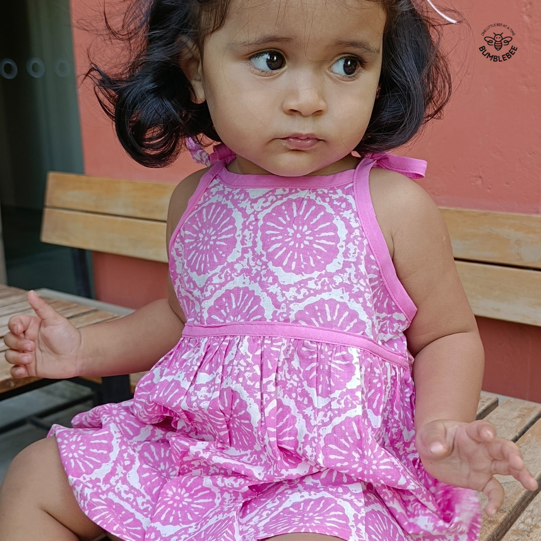 Pink Flowers Strappy Dress