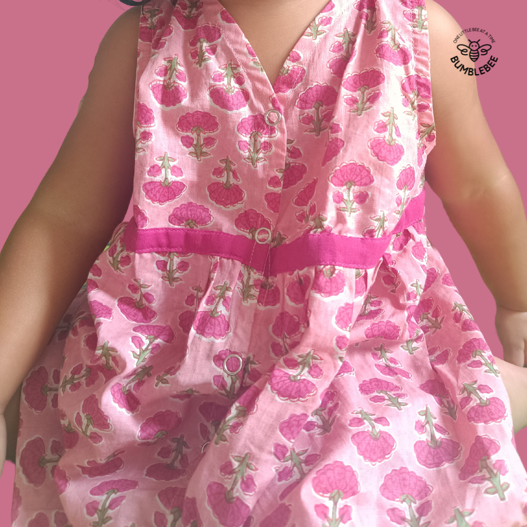 Pink on Pink Flowers Cotton Dress