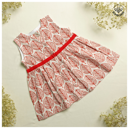 Red Leaf Cotton Dress