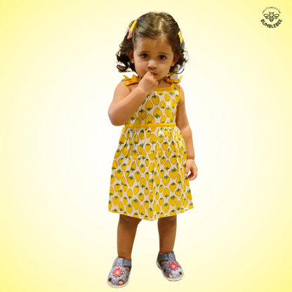 Yellow Strawberry Strappy Dress