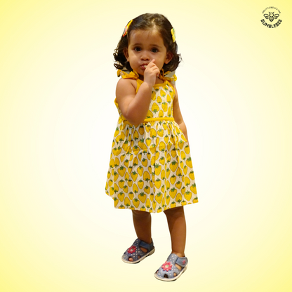 Yellow Strawberry Strappy Dress